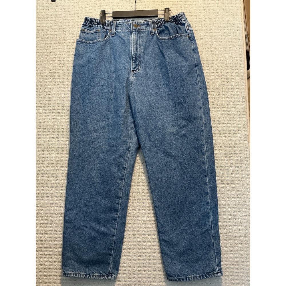 LL Bean Women's Double L Flannel Lined Jeans 16 273553 Relaxed Tapered Leg
